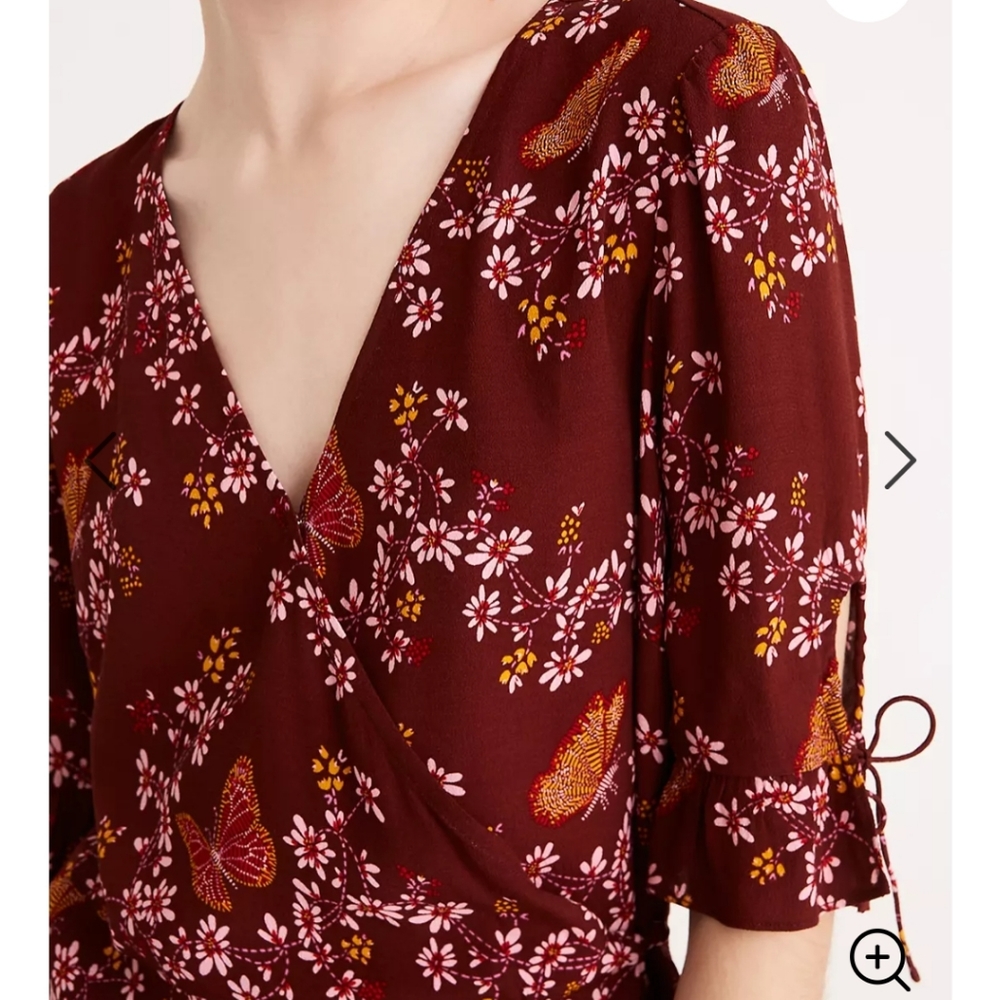 EUC Madewell Tie-Sleeve Wrap Top - Picture 4 of 12